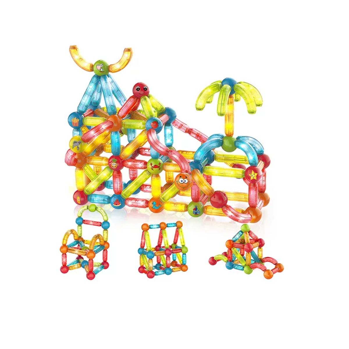GENERICO - Juguetes Bloques Construcción Magnéticos 3d Con Luces 52 Pcs