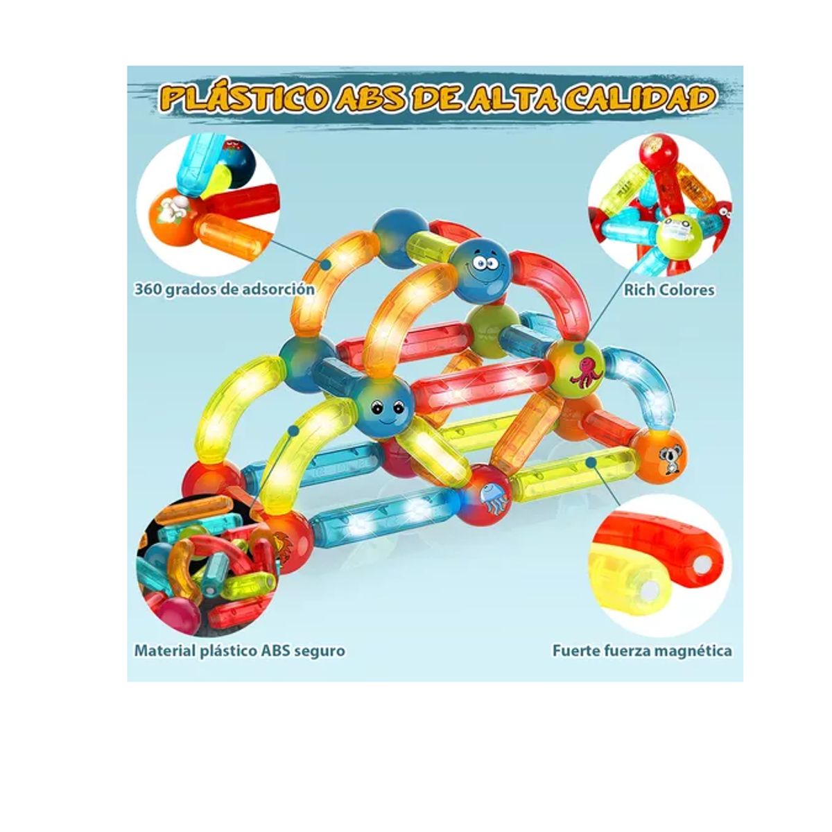 GENERICO - Juguetes Bloques Construcción Magnéticos 3d Con Luces 52 Pcs