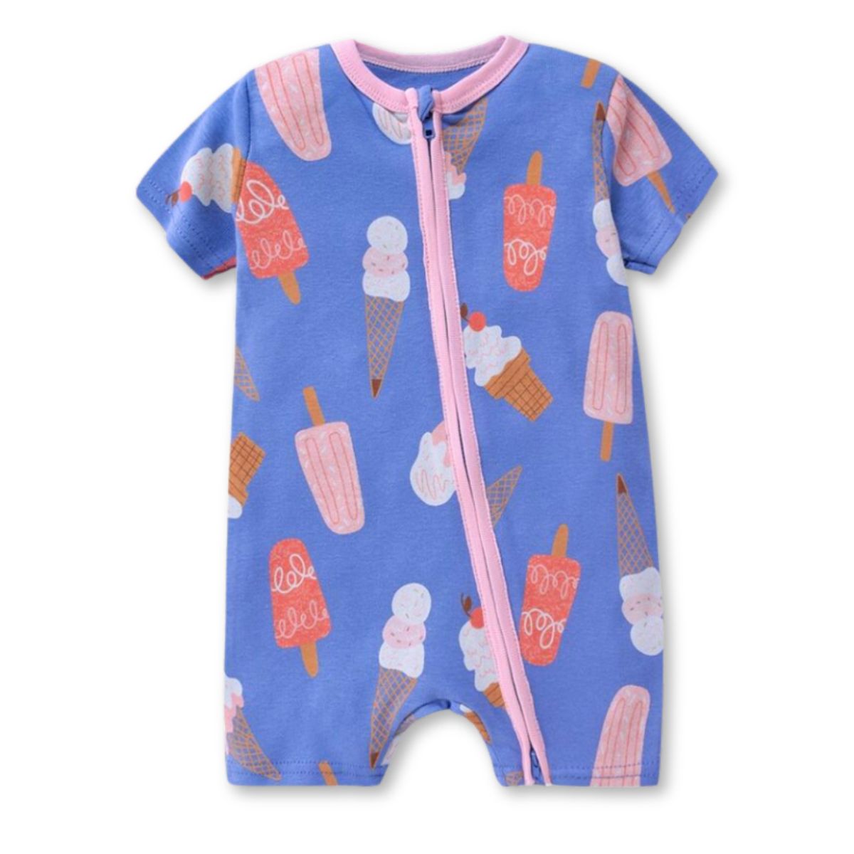 JUMP KIDS - Enterito Corto 100% Algodón Bebé Niña 6 a 24 Meses Ice Cream