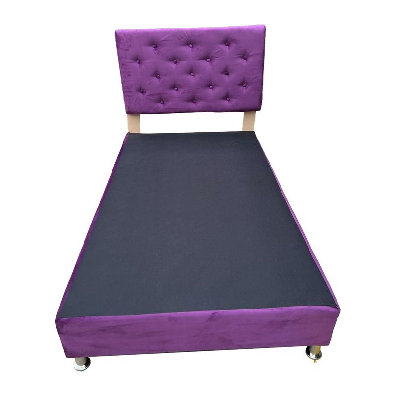 MUEBLES HVM - Base HVM Americana 1.5P Morado Felpa + Respaldo botone   Pmetal