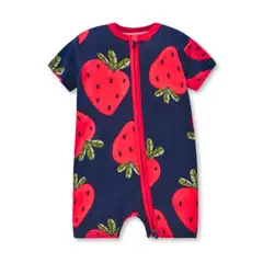 JUMP KIDS - Enterito Corto 100% Algodón Bebé Niña 6 a 24 Meses Strawberries