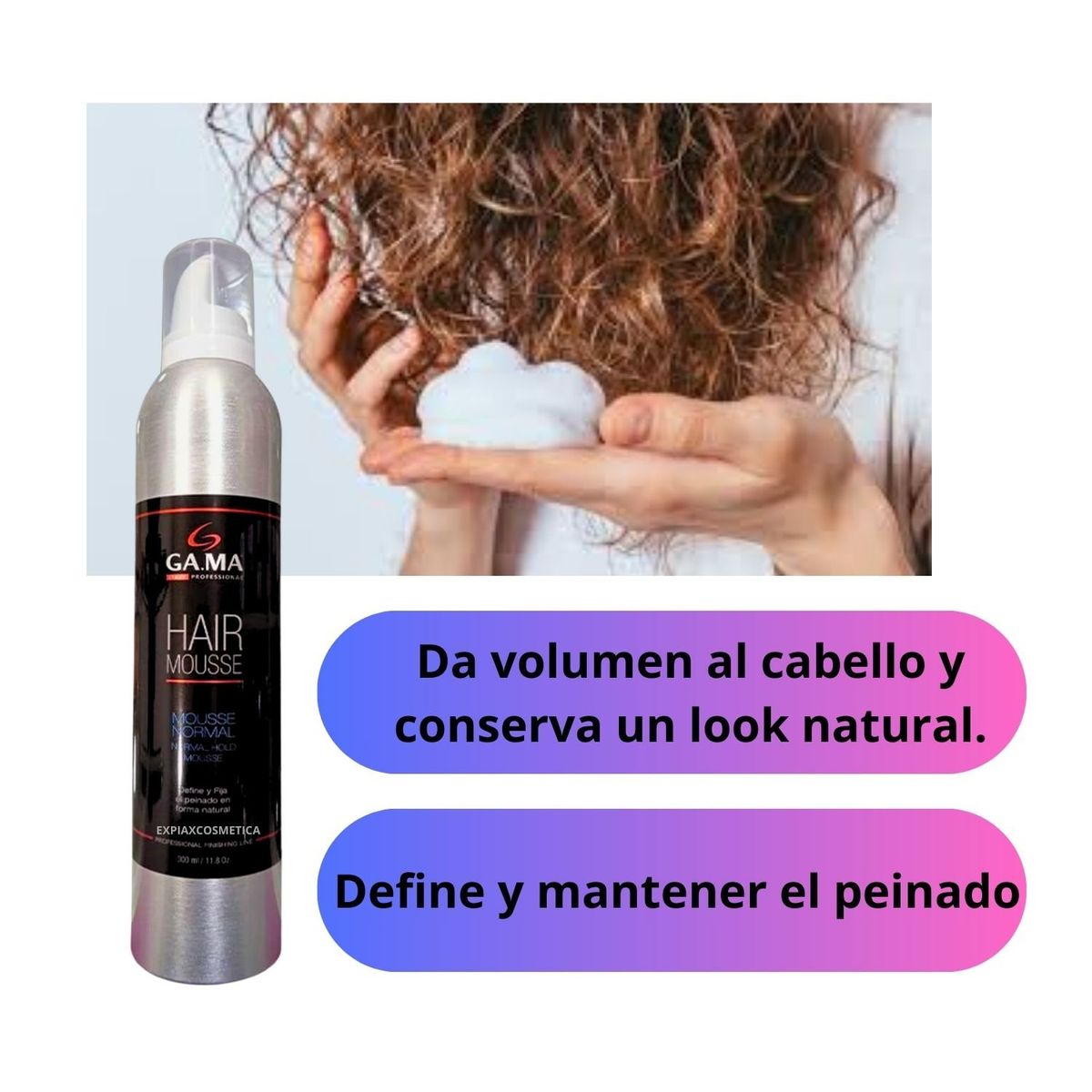 GAMA - Mousse Normal Gama Italy 300ml Define Fija el Peinado en Forma Natural