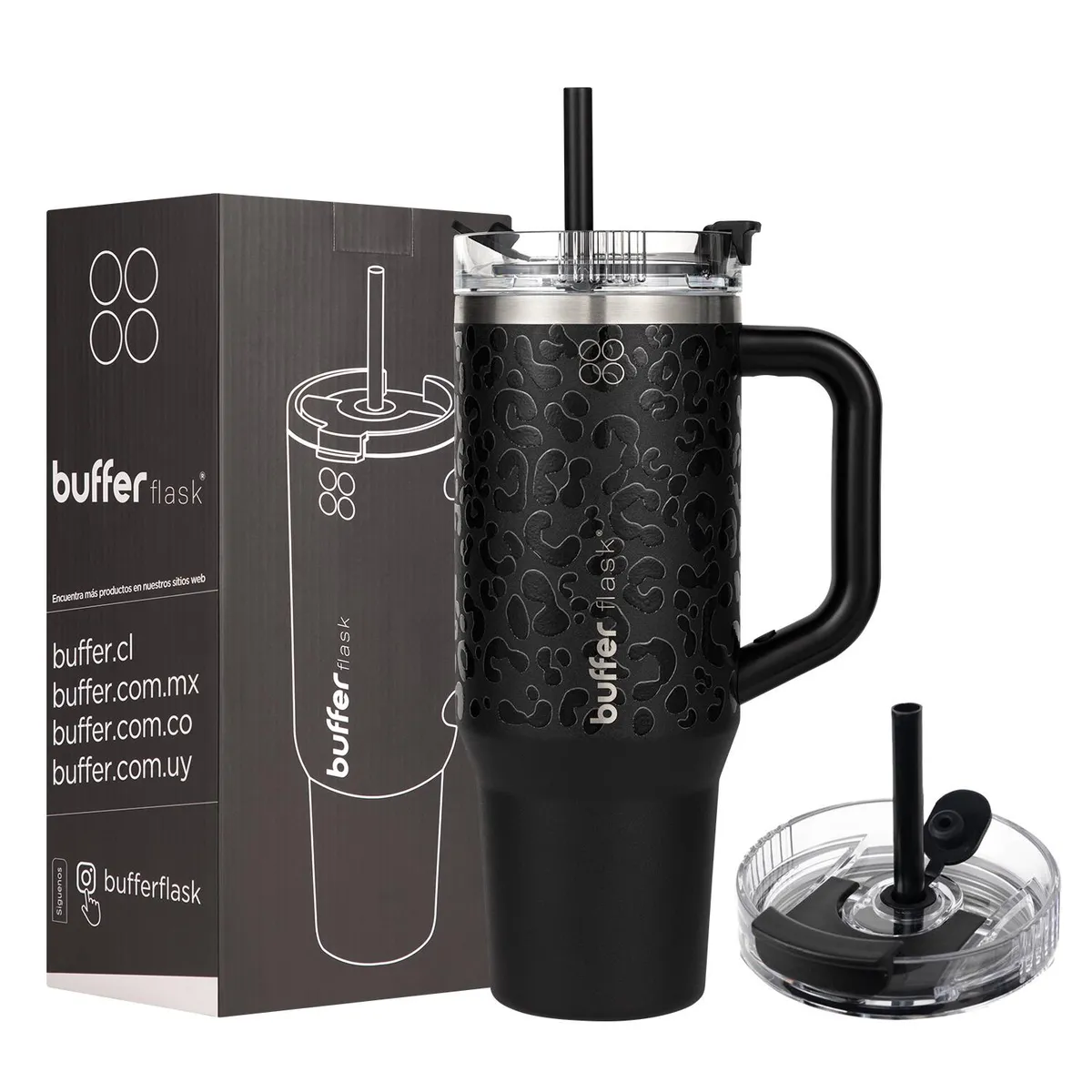 BUFFER FLASK - Vaso Termico Vaso Mug Termo Buffer 1,2L Acero Inox Frio y Calor - Negro