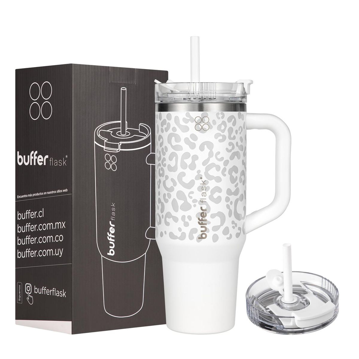 BUFFER FLASK - Vaso Termico Vaso Mug Termo Buffer 1,2L Acero Inox Frio y Calor - Blanco