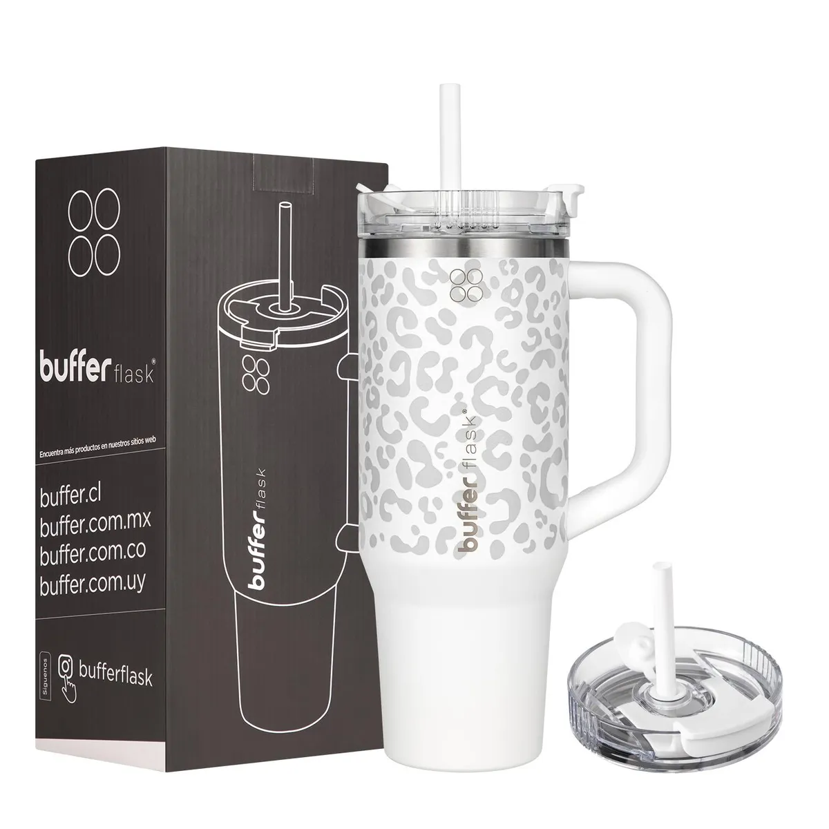 BUFFER FLASK - Vaso Termico Vaso Mug Termo Buffer 1,2L Acero Inox Frio y Calor - Blanco