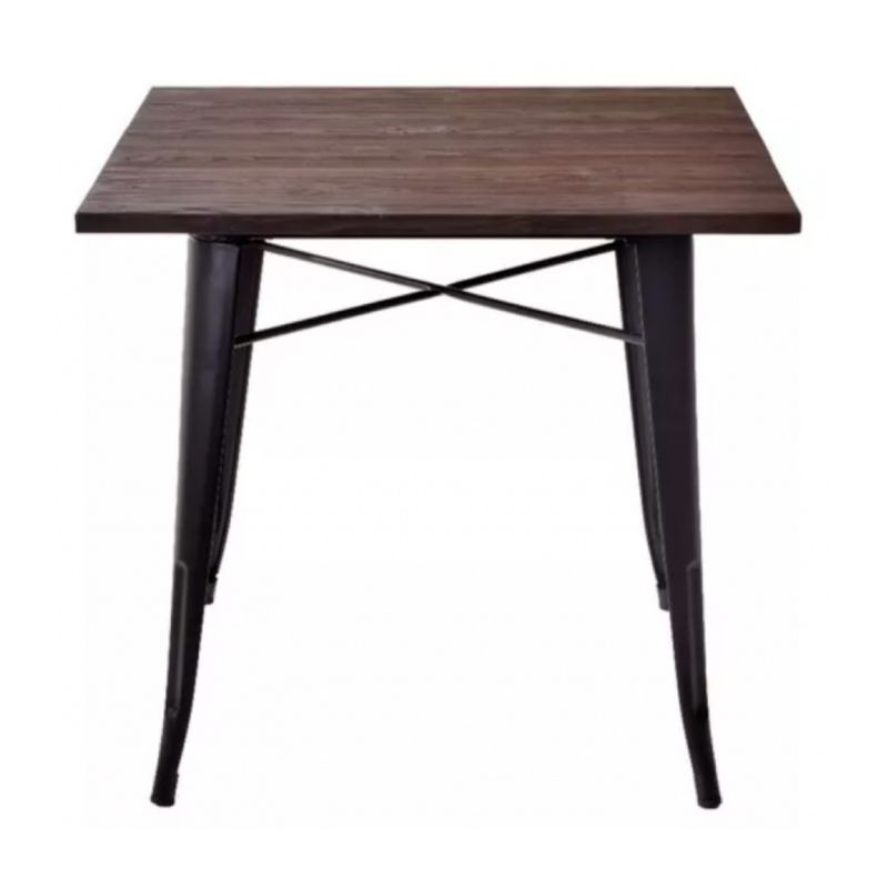 PANDALINO - Mesa Cuadrada Industrial Tolix 80x80 - Hogar o Negocio- Acero y Madera