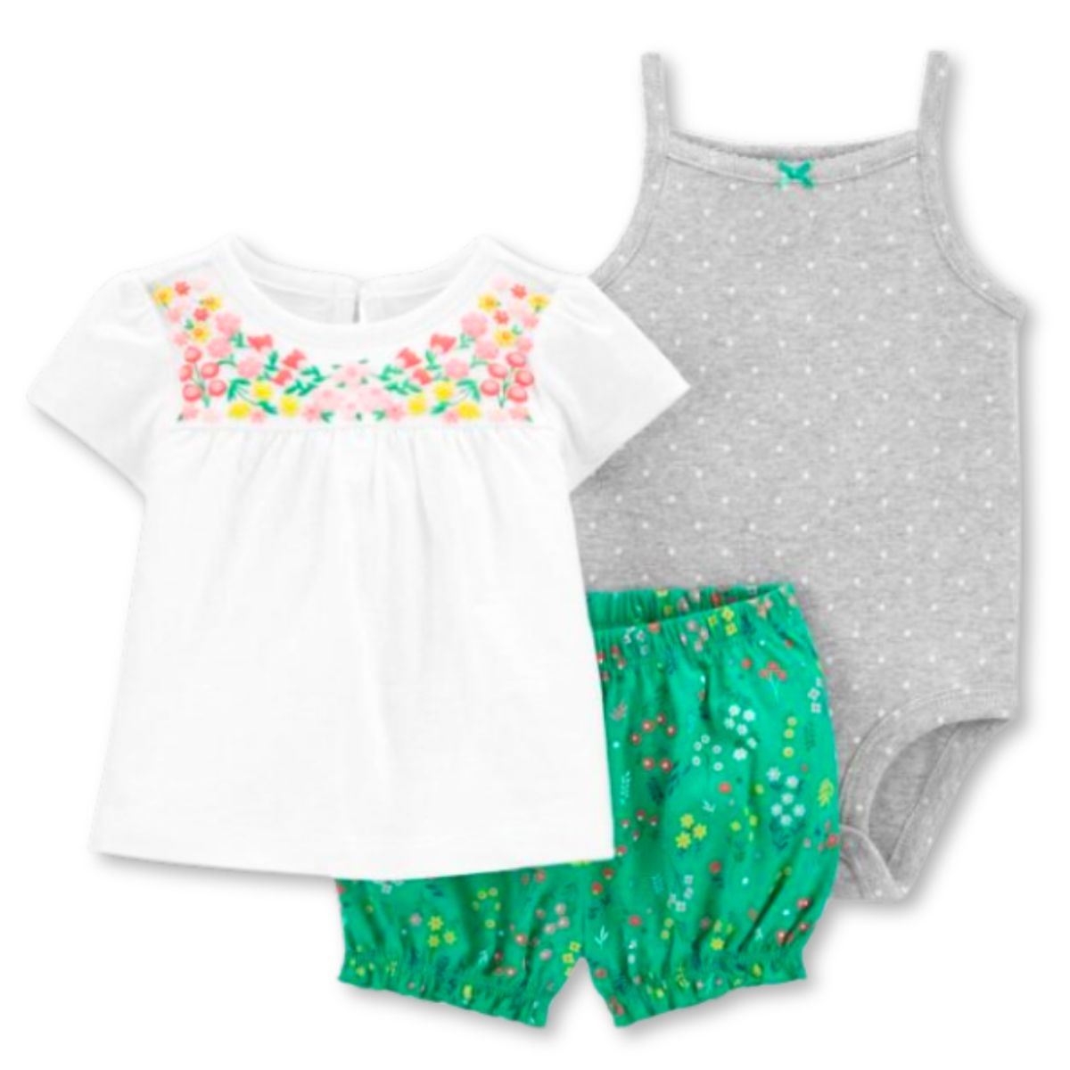 JUMP KIDS - Set 3 Piezas Conjunto con Body sin Mangas Bebé Niña 6 a 24 Mes Floral