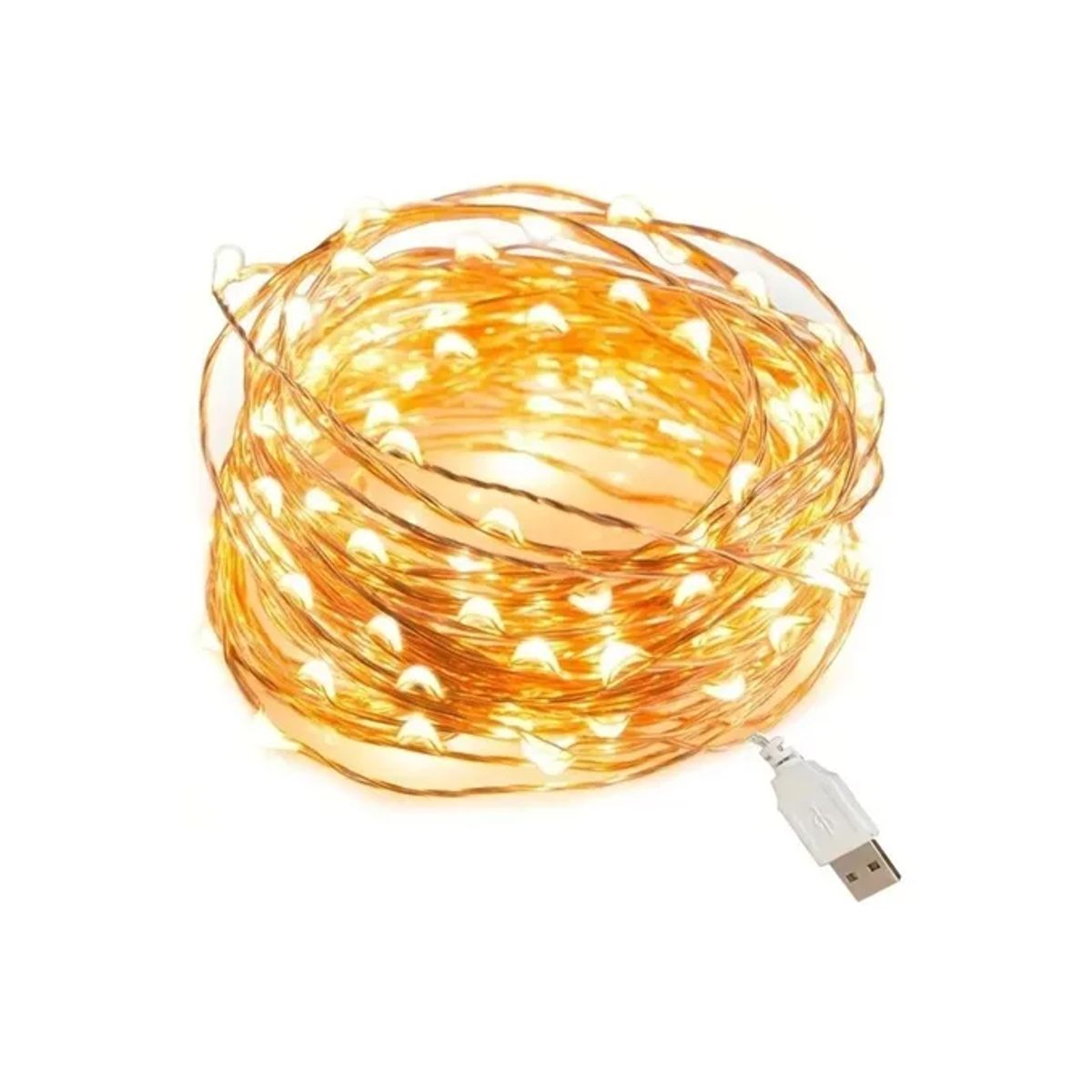 GENERICO - Luces Led Guirnalda Alambre Eventos Navidad 20mts Usb Cálido