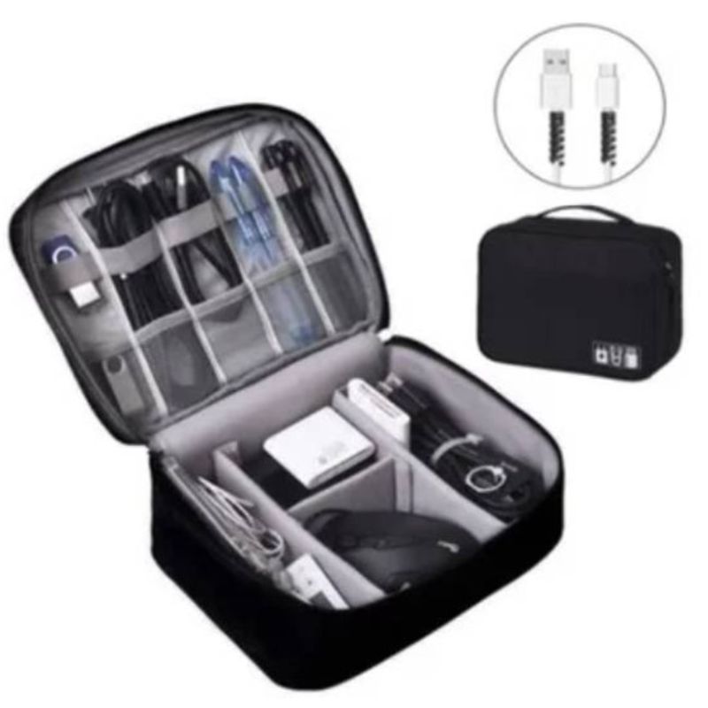 GENERICO - Bolso Organizador De Cables Y Accesorios Usb Viajero Negro