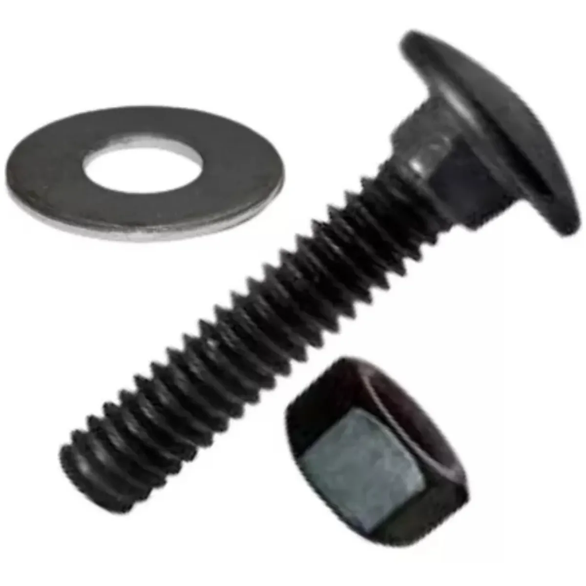 GENERICO - Perno Coche 1/4X1 1/4 Con Tuerca Y Golilla Negra 50 Unidades