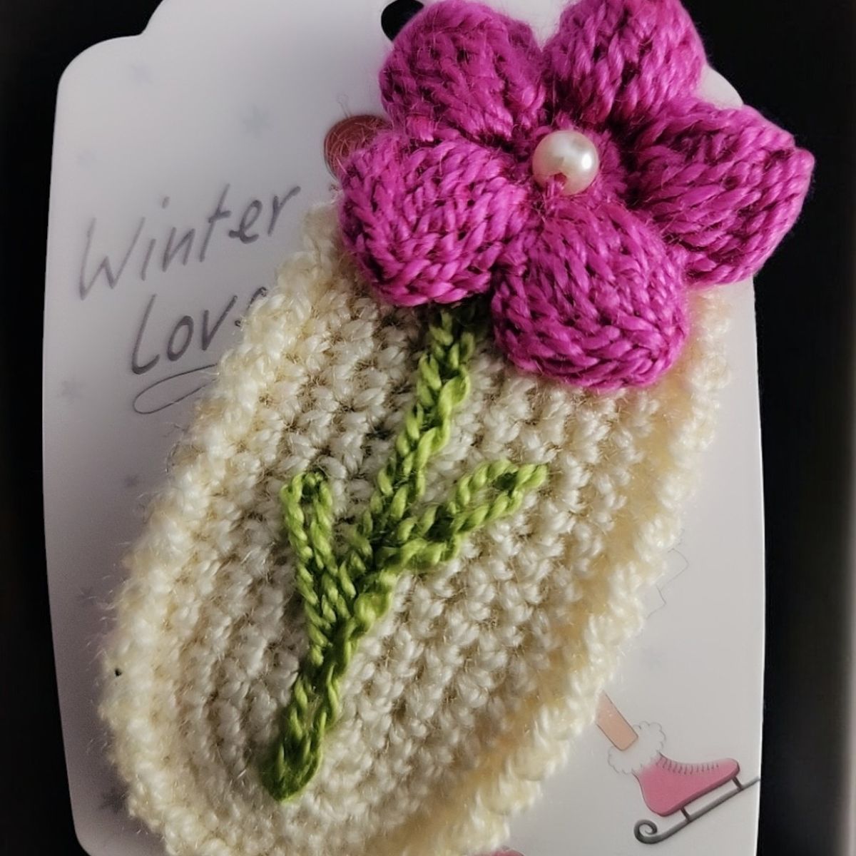 GENERICO - Traba clip a crochet flor rosada