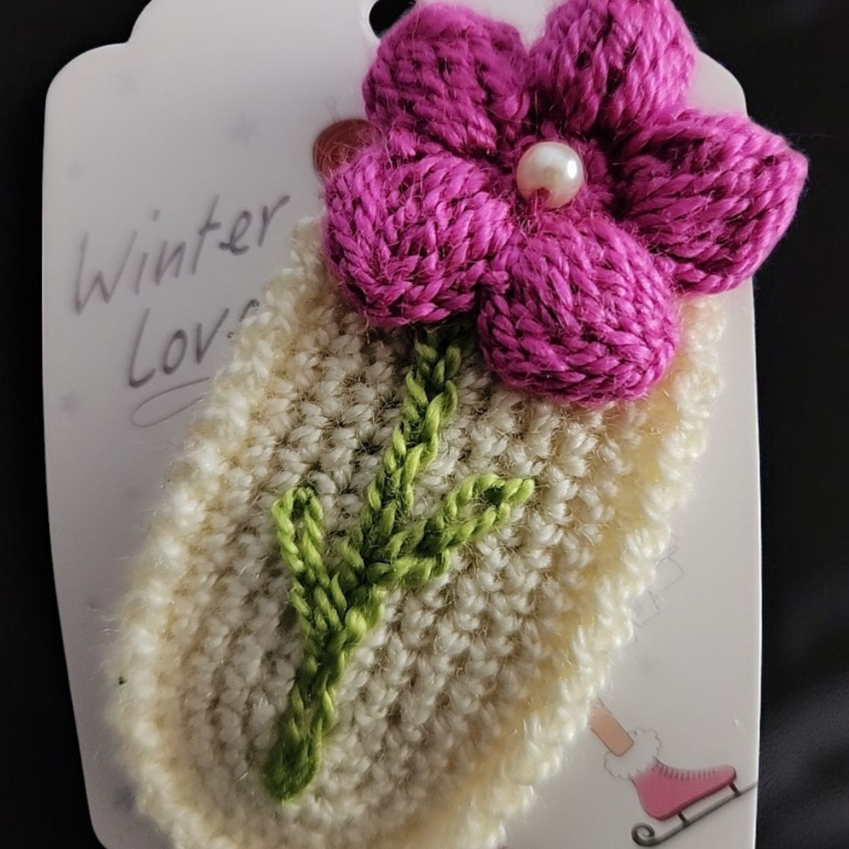 GENERICO - Traba clip a crochet flor rosada