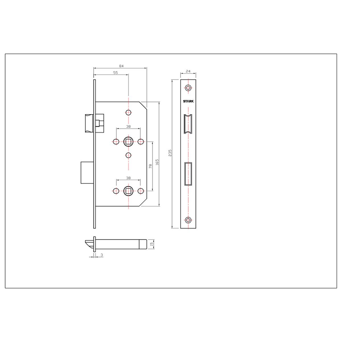 GENERICO - Cerradura de embutir baño Seg int ranura emerg ext Negro Stärk Design
