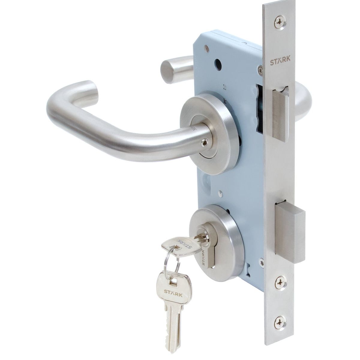 GENERICO - Kit Cerradura de embutir dorm bod llave ext y seg int A inox Stärk Des