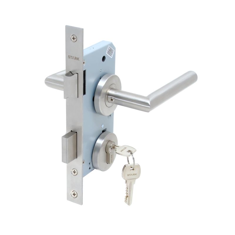 GENERICO - KIT Cerradura de embutir de ofi cocina Llave ambo lado A inox Stärk De