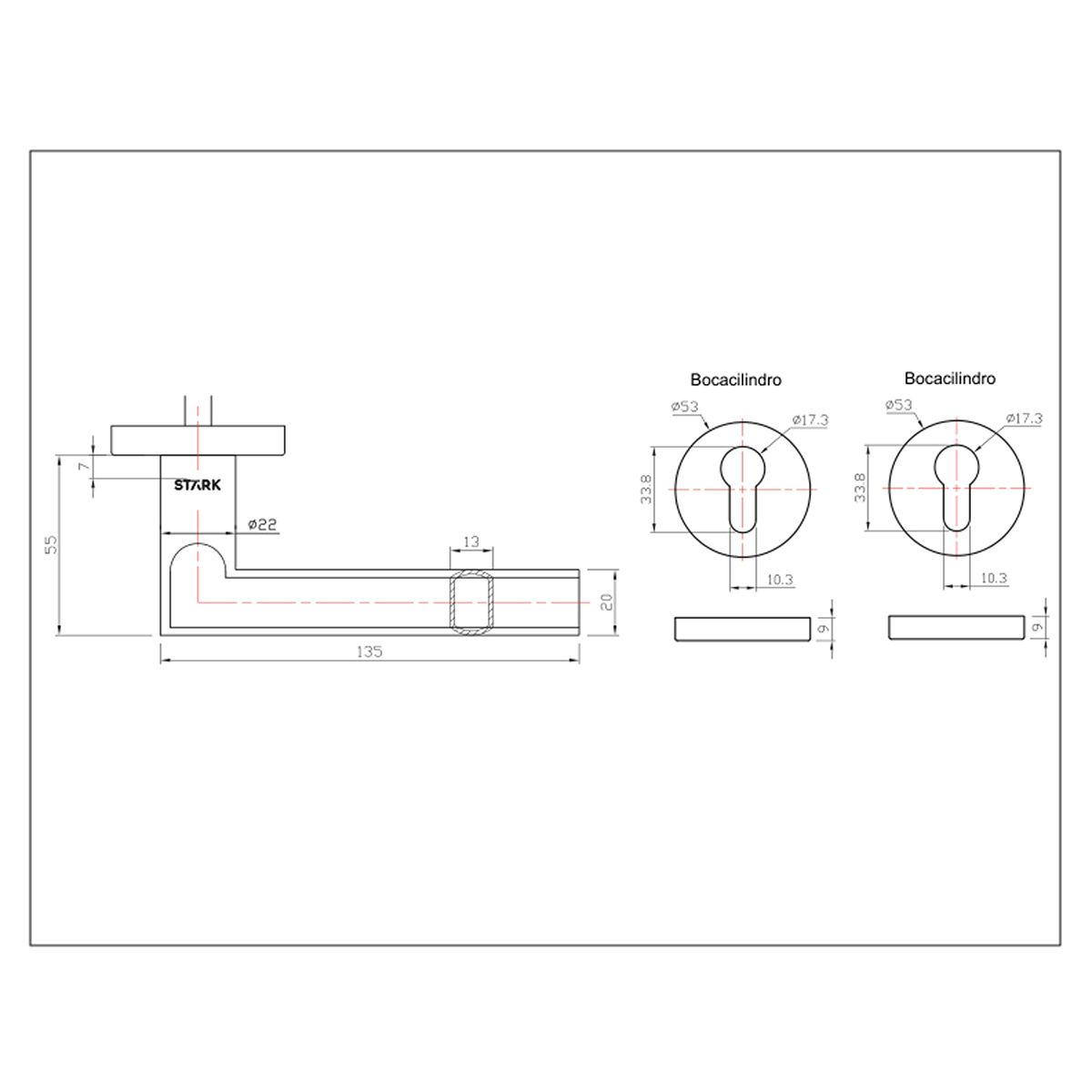GENERICO - 1 manilla derecha o izquierda en acero inox 304 MAITE Stärk Design