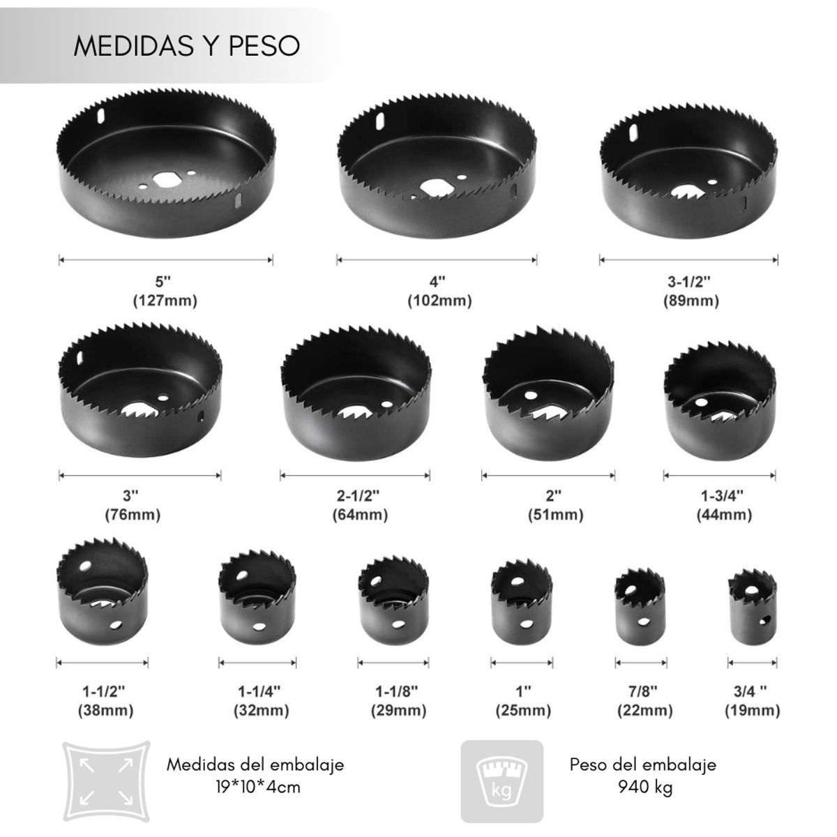 GENERICO - Juego De Sierra Copas 16 Piezas Para Madera Yeso Pvc Taladro