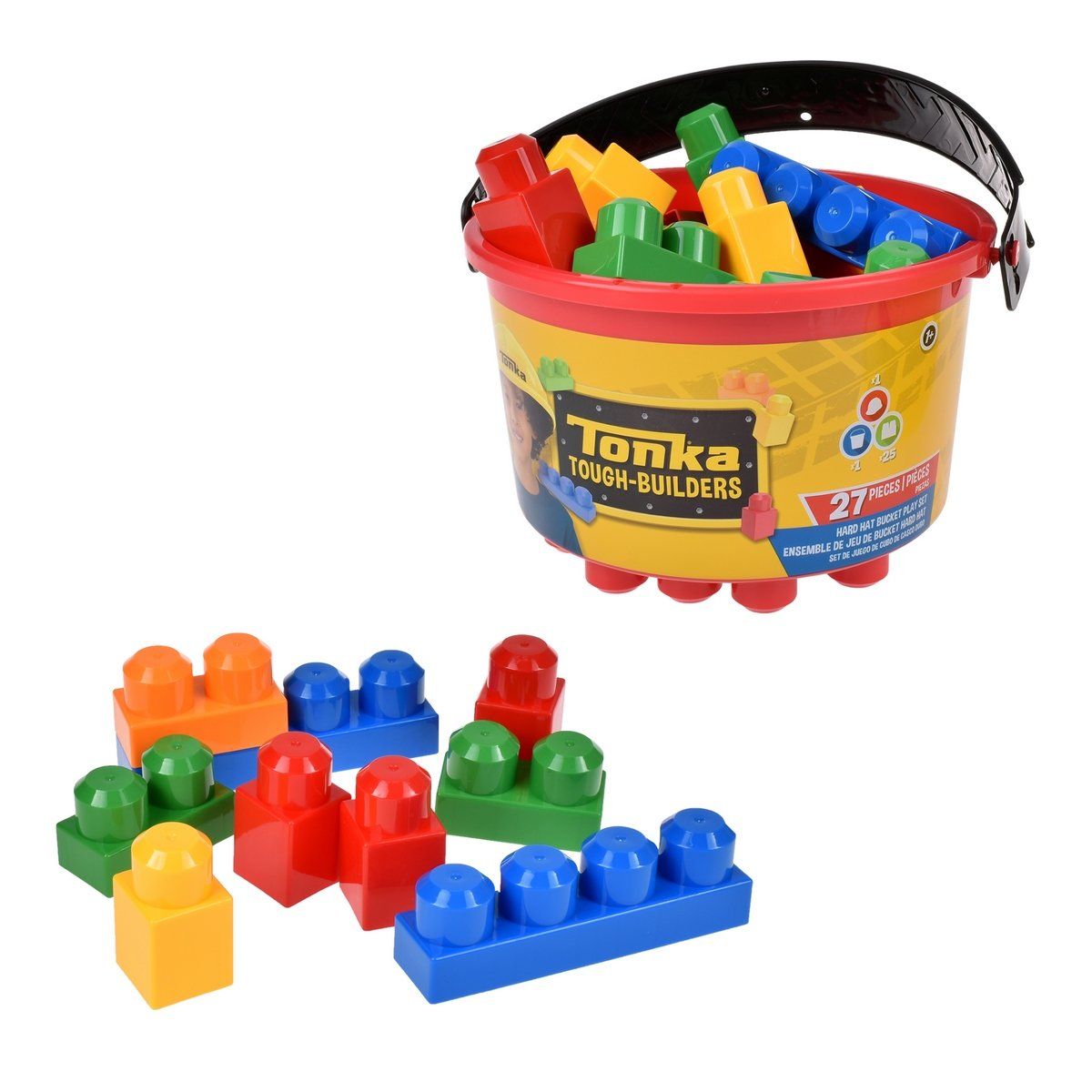 ANSALDO - Set de bloques Tonka 25 piezas en balde con casco