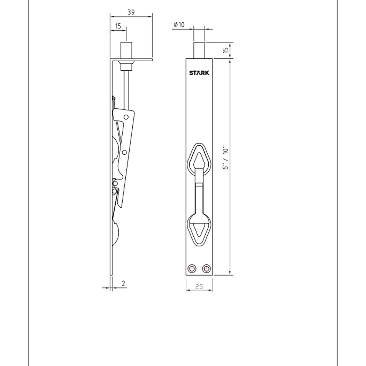 GENERICO - Picaporte embutido de palanca de 25x10 Acero inoxidable 304 Stärk Design