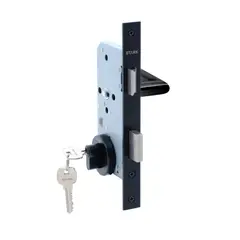 GENERICO - KIT Cerradura de embutir puerta acc prin Llave ambo lado Negro Stärk Design