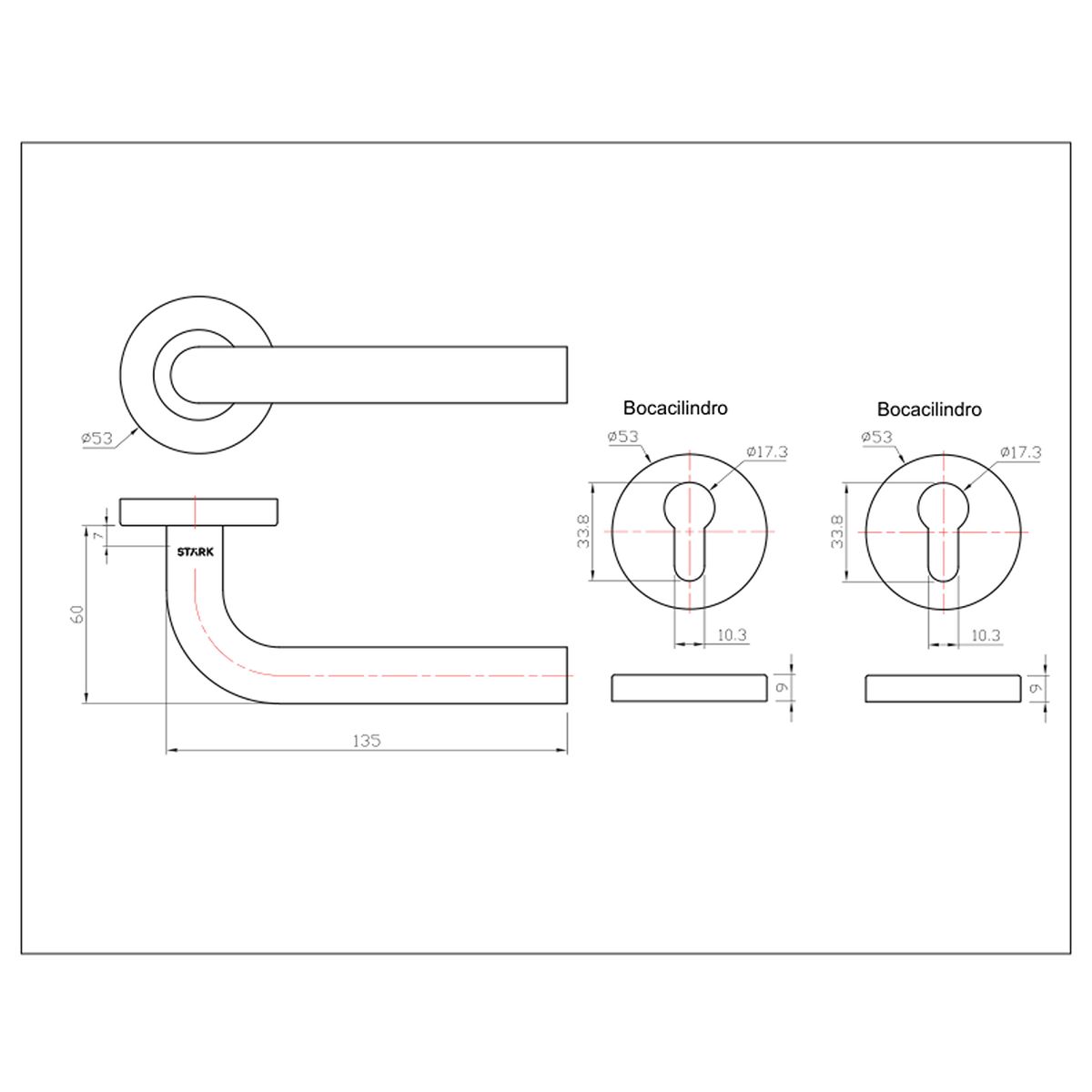 GENERICO - 1 manilla derecha o izquierda en acero inoxidable 304MARTI Stärk Design