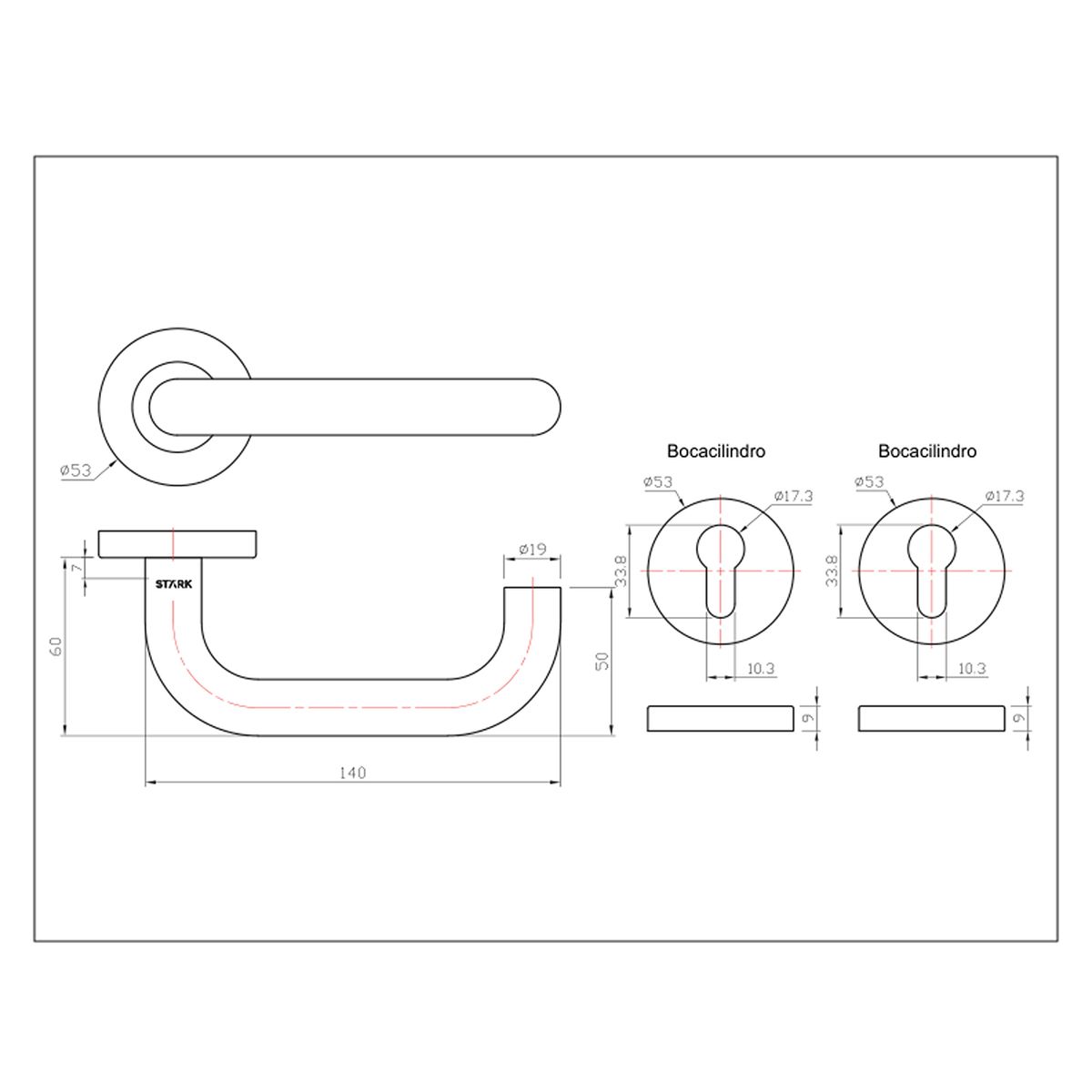 GENERICO - 1 manilla derecha o izquierda en acero inoxidable 304 TINA Stärk Design