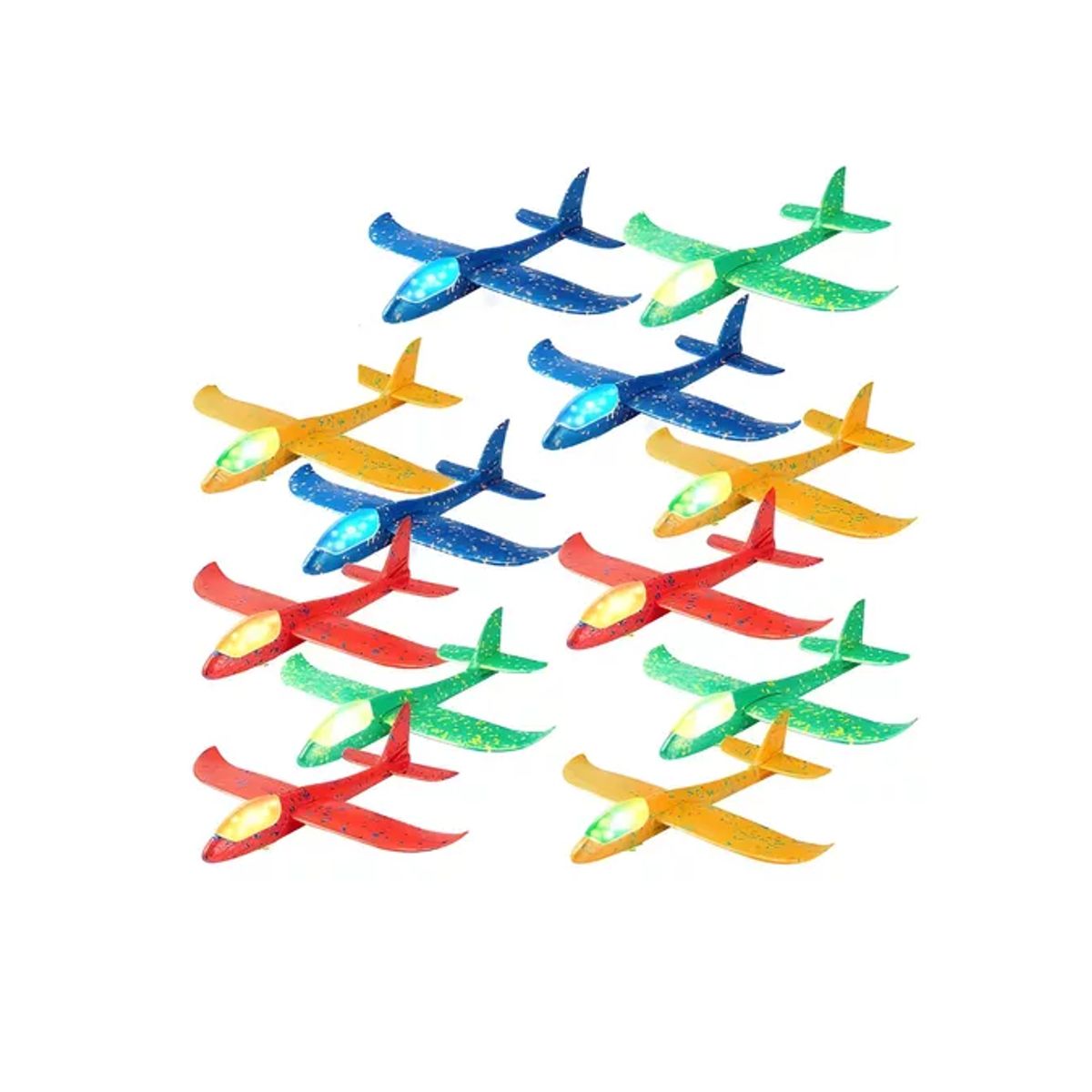 GENERICO - 12 Avión Aviones De Plumavit Con Luces Colores Surtidos