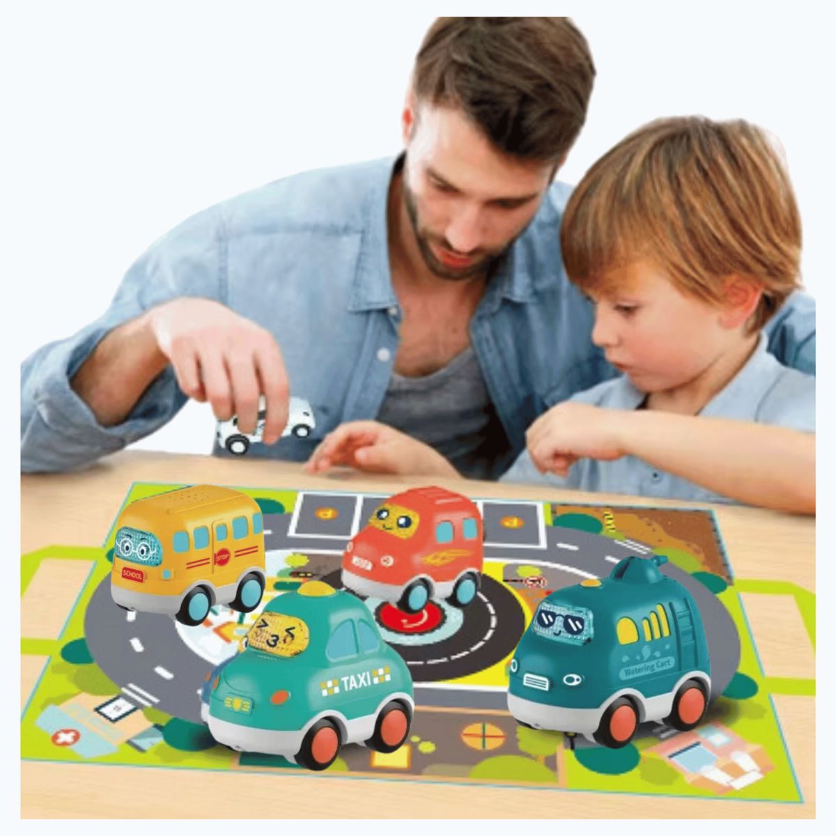 TEDMIMAK - Set 4 Vehículos Juguete Didáctico Niño Tedmimak