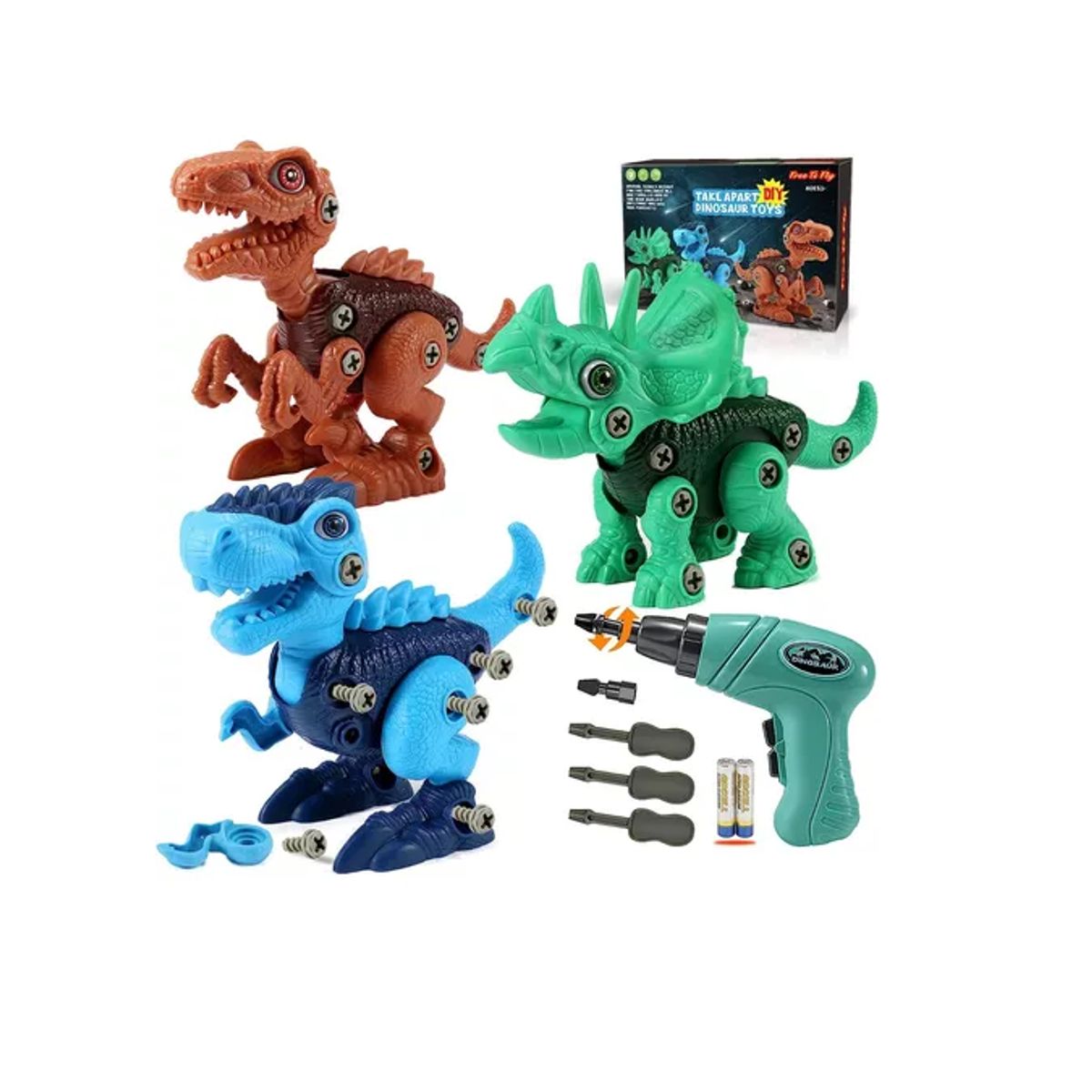 GENERICO - 3 Dinosaurio Armable Incluye Herramienta Juguetes Educativos