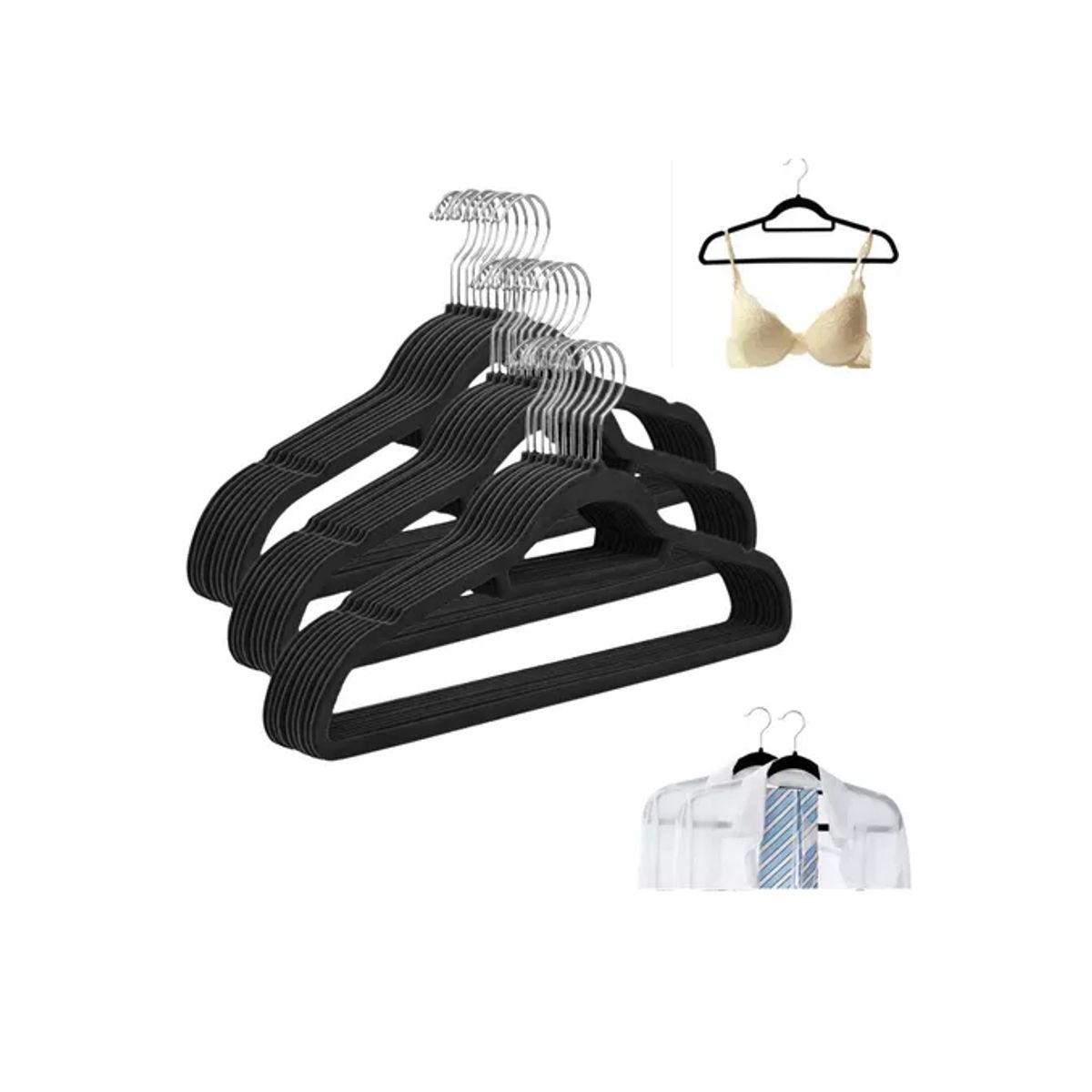 GENERICO - Colgadores De Ropa Set 30u Ganchos Terciopelo Antideslizante