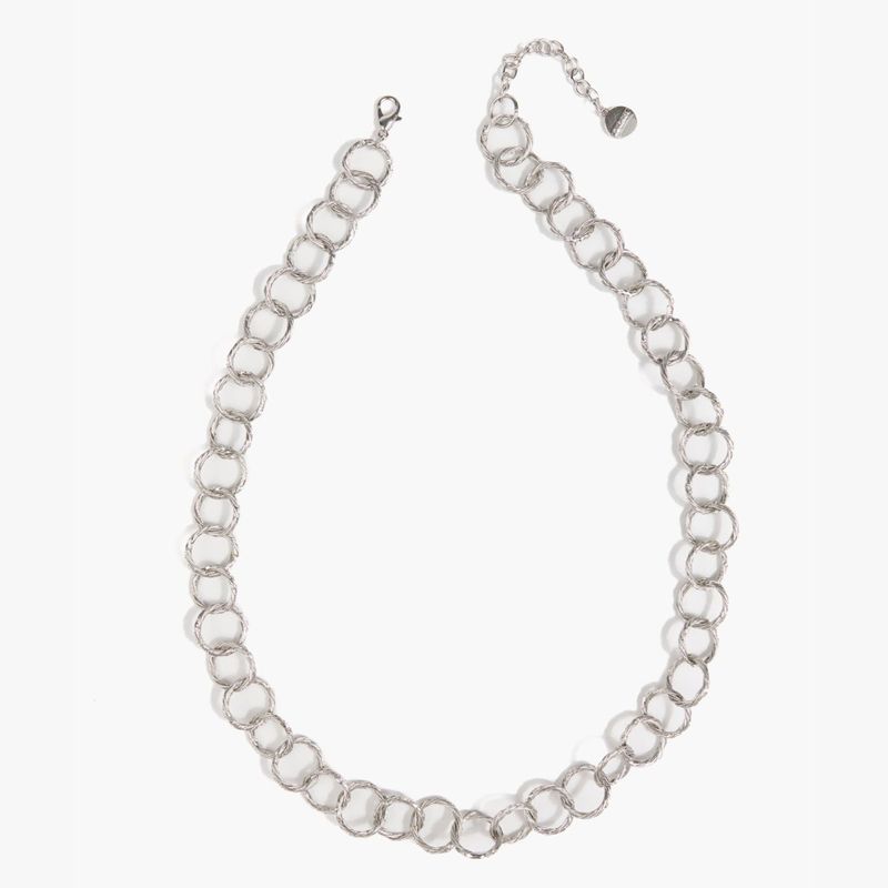 LOUNGE - Collar Mujer Eslabones Circulares Plateado