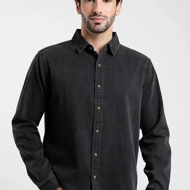 FROENS - Camisa Manga Larga Hombre Denim Froens