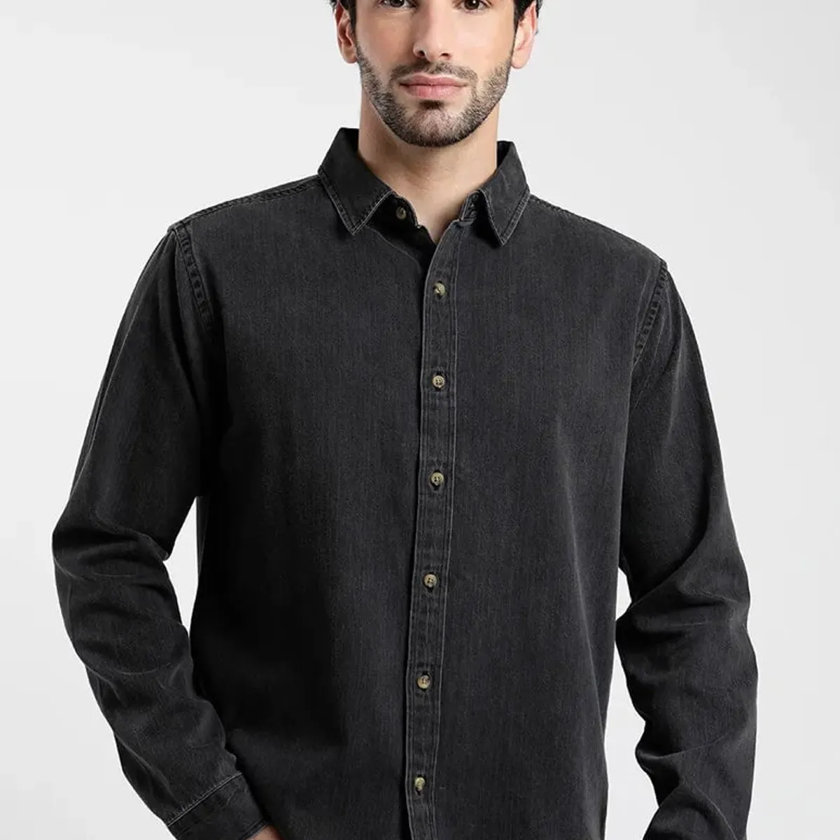 FROENS - Camisa Manga Larga Hombre Denim Froens