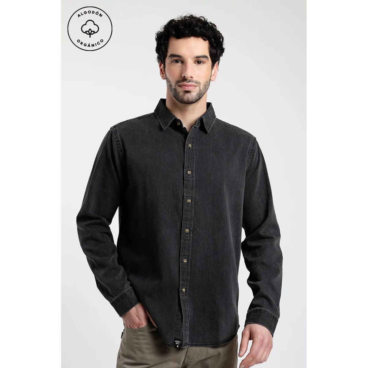 FROENS - Camisa Manga Larga Hombre Denim Froens