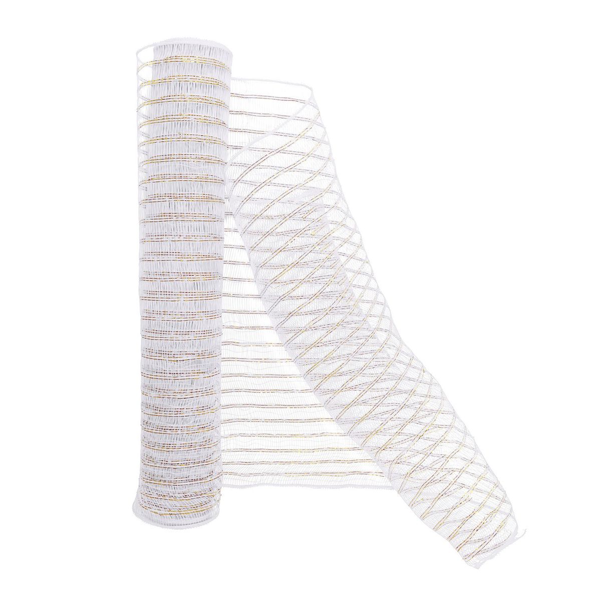 GENERICO - ROLLO 53CMX9M MALLA BOUQUET PP BLANCO/DORADO X1UNI
