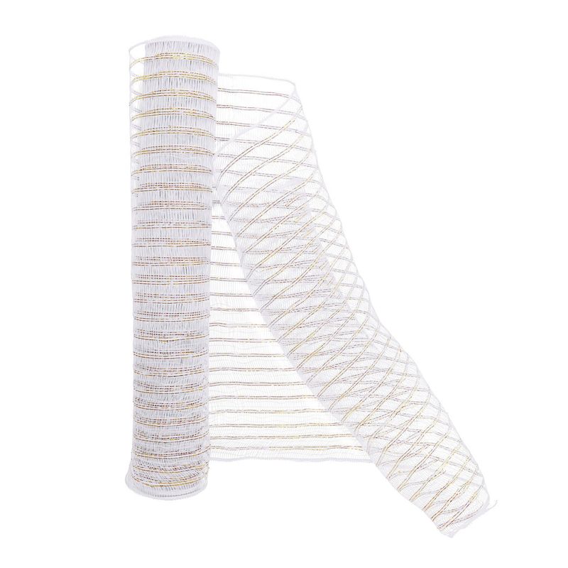 GENERICO - ROLLO 53CMX9M MALLA BOUQUET PP BLANCO/DORADO X1UNI