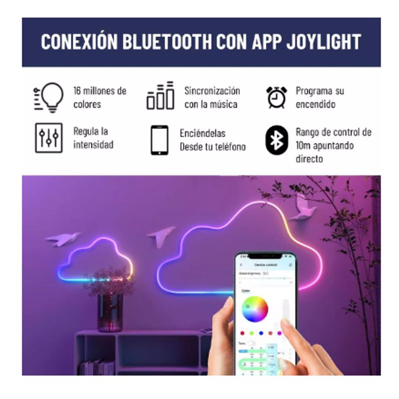 GENERICO - Neon 3M Tira Luz Led 3 MtsRgb Configurable Bluetooth