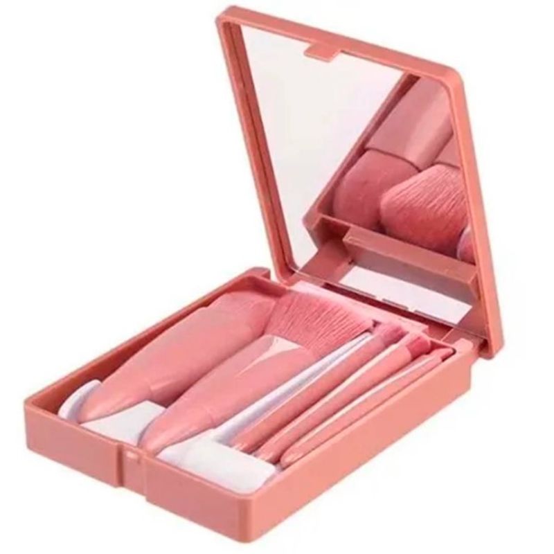 GENERICO - Set 5 Brochas De Maquillaje Profesionales Con Estuche Espejo.