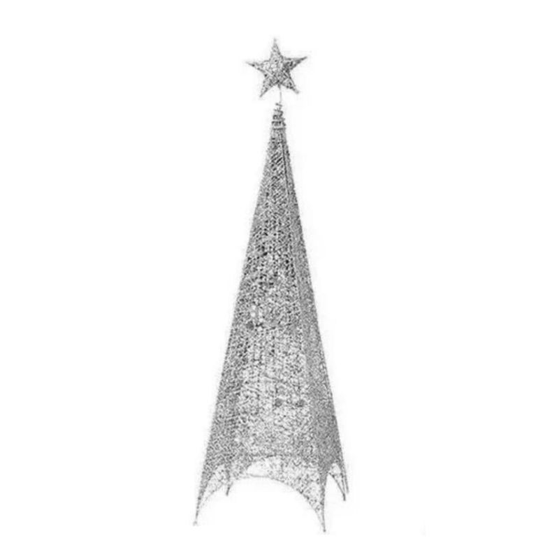 GENERICO - Arbol de navidad con Luz LED 3 lados Piramide Plata 150cm