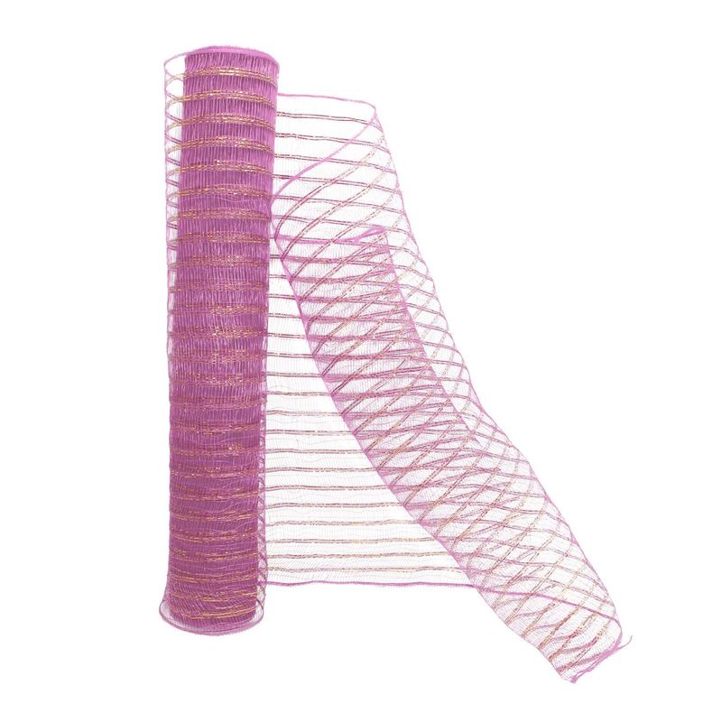 GENERICO - ROLLO 53CMX9M MALLA BOUQUET PP ROSADODORADO X1UNI