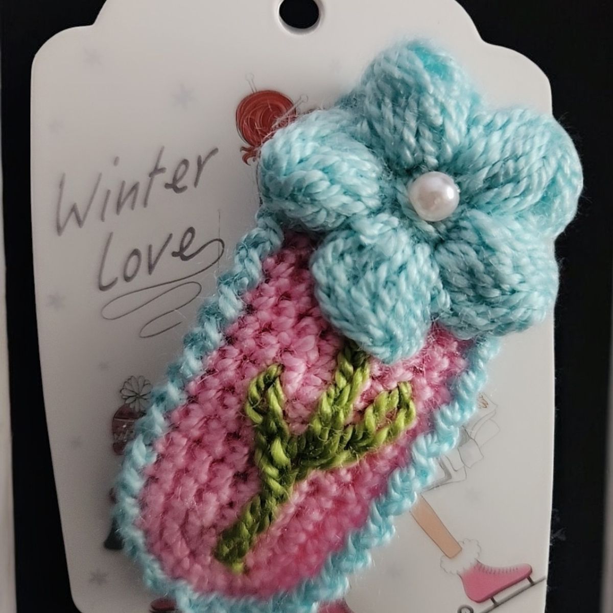 GENERICO - Traba clip a crochet flor celeste