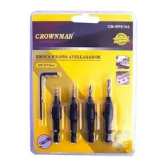 GENERICO - Set 4 Brocas Piloto Avellanador + Llave Allen