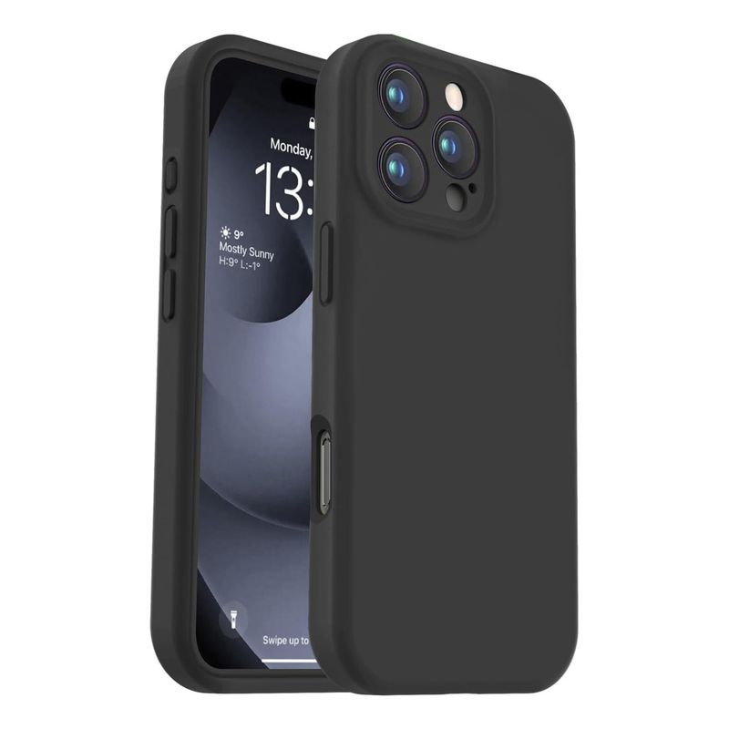 GENERICO - Carcasa Funda Silicona Aterciopelada Para iPhone 16 Pro Max Negro