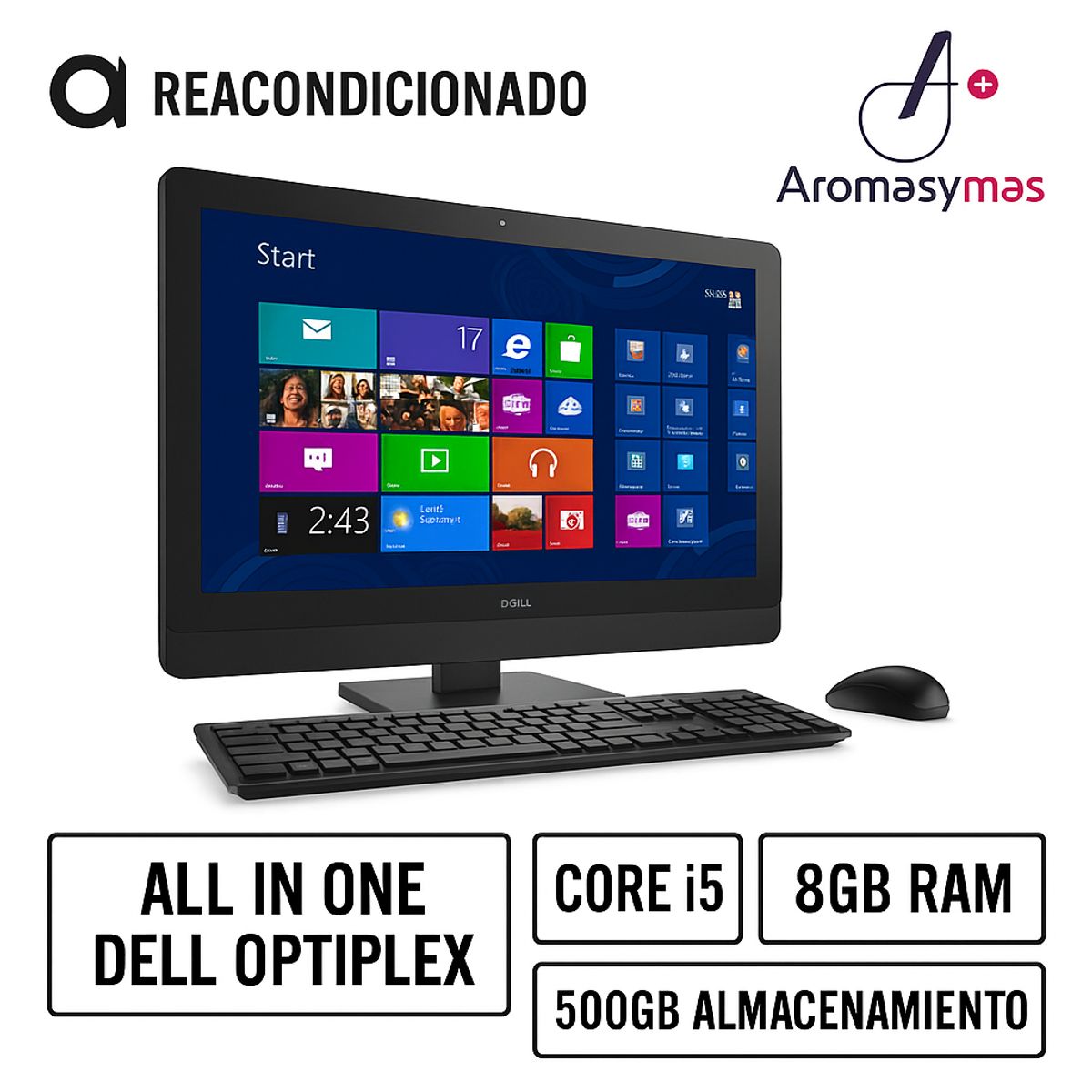 DELL - All in One Dell Optiplex - Core i5 - 8GB Ram - 500Gb Almacenamiento - Reacondicionado