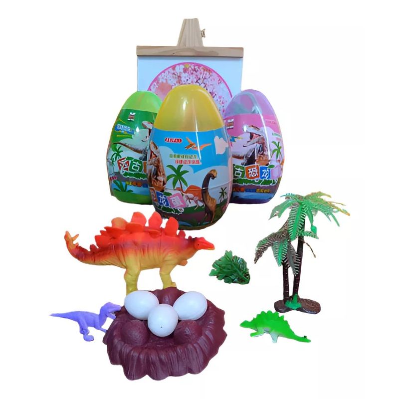GENERICO - Dinosaurio, Huevo De 20 Cm. Set Con Huevos Crías Y Adornos.