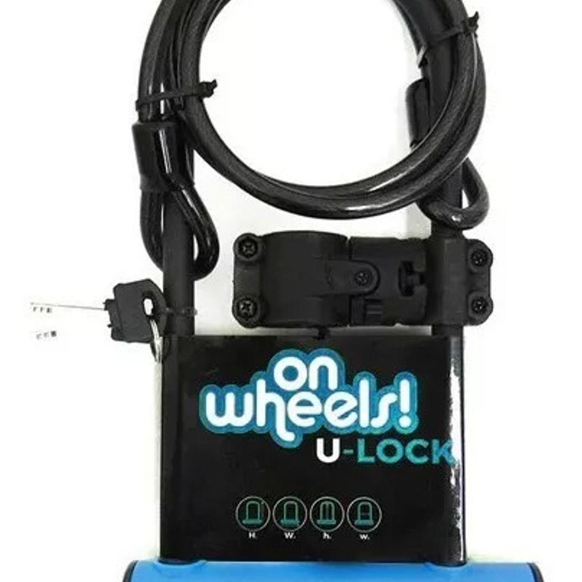 GENERICO - Candado Bici U-lock Onwheels Largo Piola Soporte 28 Cm Azul