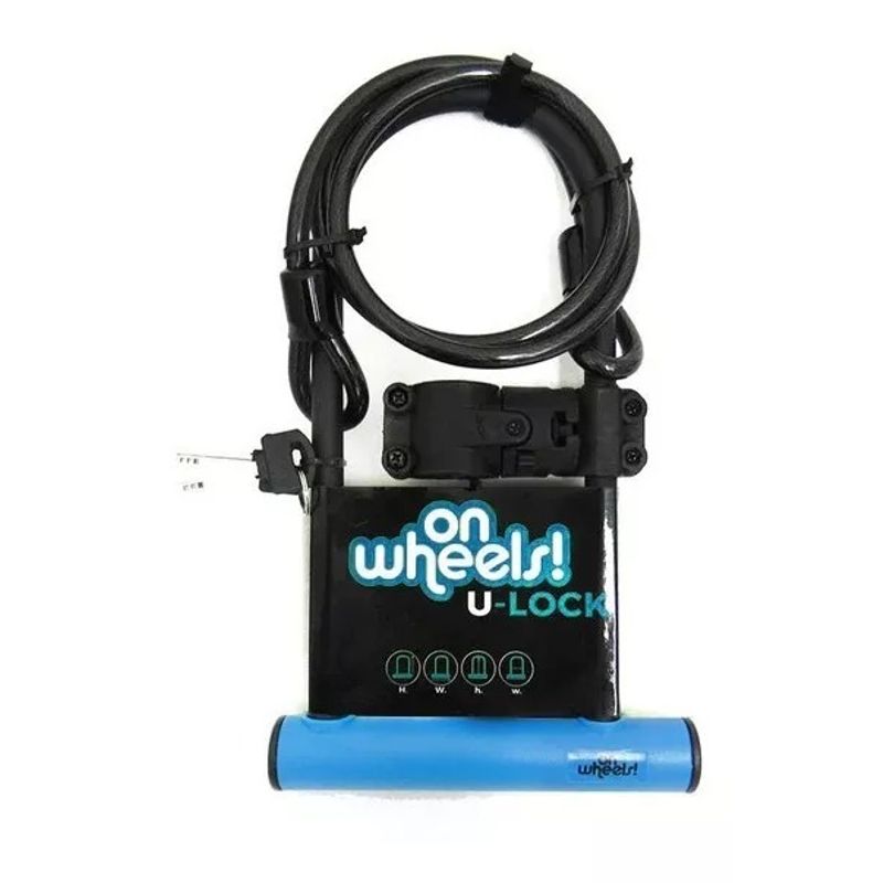 GENERICO - Candado Bici U-lock Onwheels Largo Piola Soporte 28 Cm Azul