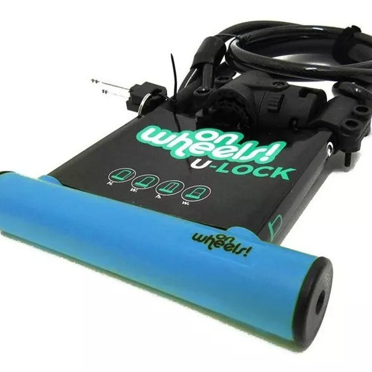 GENERICO - Candado Bici U-lock Onwheels Largo Piola Soporte 28 Cm Azul
