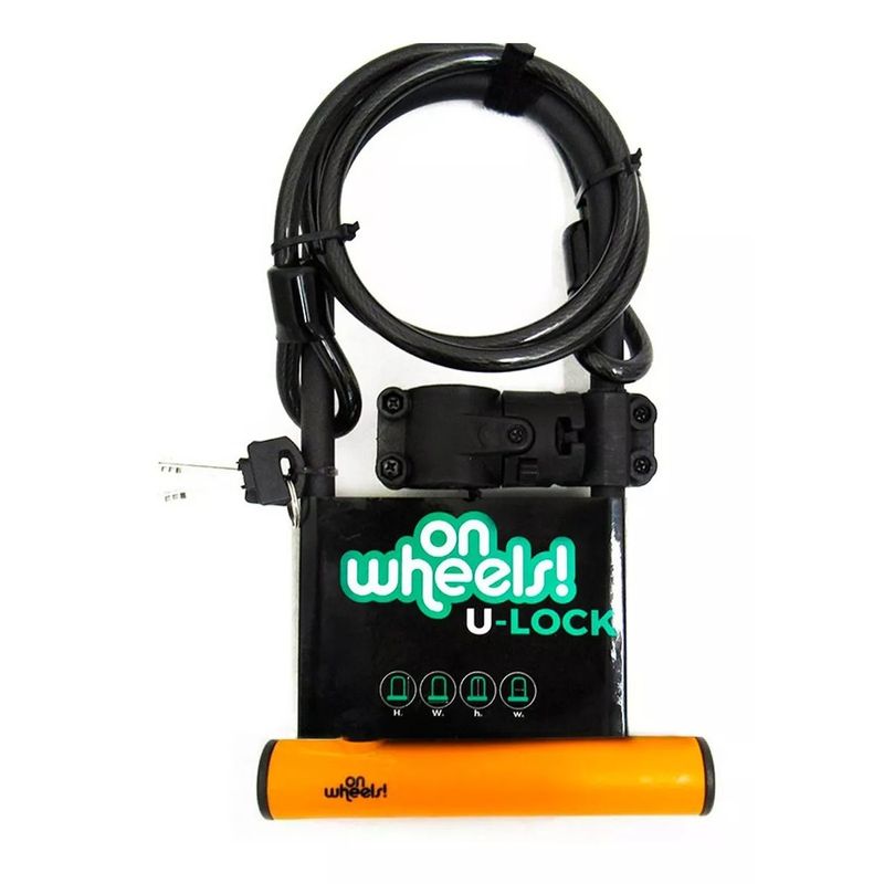 GENERICO - Candado Bici U-lock Onwheels Largo Piola Soporte 28 Naranja