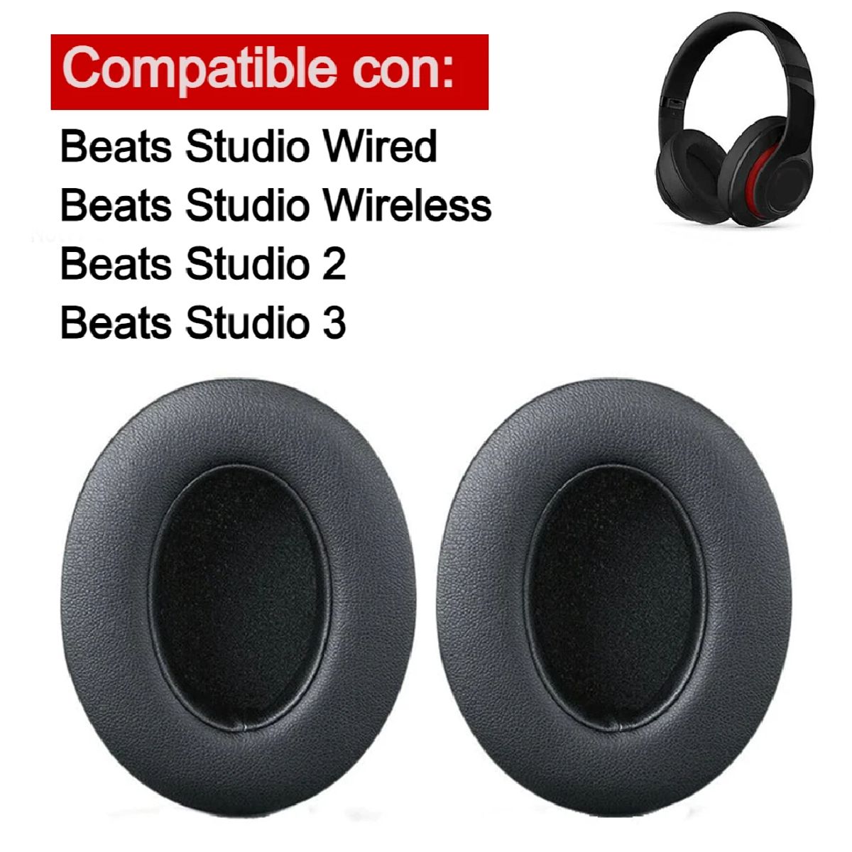 GENERICO - Almohadillas Para Audífonos Beats Studio 2 & 3 Wireless - Gris Oscuro